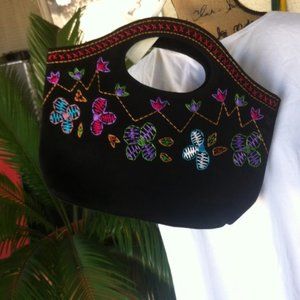 VINTAGE Gorgeous Embroidered Suede Bag